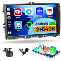 Hikity 2G + 64G Android 13 Auto radio ar satelīta navigāciju VW Polo Golf 5 6 Caddy Tiguan Touran ar Wireless Carplay Android Car 9 collu skārienjūtīgais ekrāns Auto radio ar navigāciju WiFi FM/RDS SWC MIC Reversing