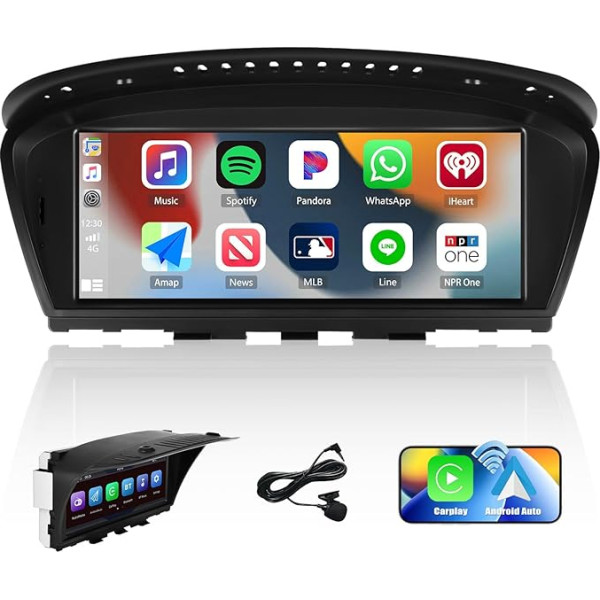 Bezvadu Carplay & Android Car, 8,8 collu autoradio BMW 3 5. sērijas E90/E91/E92/E92/E93/E60/E61 2003-2008 ar CCC sistēmu, skārienjūtīgais radio ar Bluetooth Mirrorlink, Linux, atbalsta aizmugures skata kameru