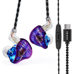 keephifi Kbear Storm USB C vadu In-Ear austiņas ar 10 mm dinamisko draiveri un noņemamu kabeli dziedātājiem mūziķiem audiofilam (rozā zilas ar mikrofonu)