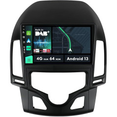 9 collu IPS Android autoradio piemērots Hyundai I30 2006-2011 - [4G+64G] - Iebūvēts DAB+/DSP/Carplay/Android Car - 4 LED kameras bezmaksas un mikrofons - Ar stūres vadības ierīci 4G WiFi BT5.0 RDS