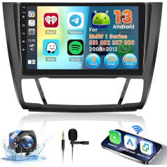 [8 Kerne 2+64G] Inefala 9 Zoll Android 13 Autoradio für BMW 1er E81 E82 E87 E88 (2008-2012) 2 DIN Bildschirm mit Wireless CarPlay Android Auto 32EQ 59UI FM RDS GPS Bluetooth WiFi Lenkradsteuerung