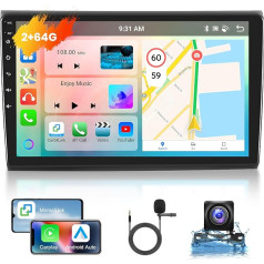 Podofo Auto radio Fiat Bravo 2008-2013 ar bezvadu Carplay Android Car, 9 collu IPS skārienjūtīgais ekrāns, 8 kodolu 4+64G Bluetooth/WiFi/Mirror Link/GPS/DSP + atpakaļgaitas kamera