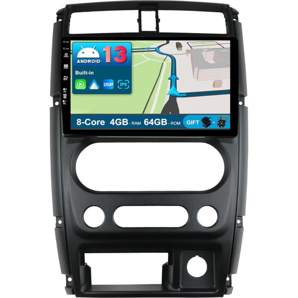 BXLIYER Android 13 Auto radio priekš Suzuki Jimny 3 (2005-2019) - 4G+64G - Iebūvēts DSP/Carplay/Android Car - Kamera + MIC - IPS 9 collu 2 DIN Octa-Core - Vadāms no stūres DAB 360-CAM Fast-Boot