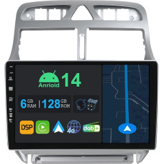 YUNTX 9 collu Android 13 auto radio ar satelītnavigāciju Peugeot 307 SW CC 2002-2013 | Octa Core | 6GB 128GB | Iebūvēts 4G LTE | CarPlay un Android Car | DSP | DAB | QLED | Dual Band WiFi | Bluetooth