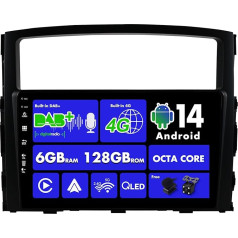 SXAUTO Android 13 [Iebūvēts 4G un DAB] - 6G + 128G - Autoradio Mitsubishi Pajero 4 V80 V90 (2006-2014) - Dual Band WiFi - CarPlay Android Car - Kamera + Mikrofons - Vadības stūre - QLED 9