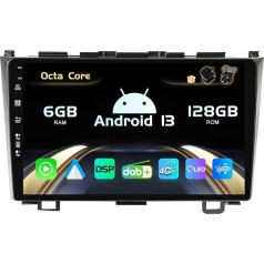 SXAUTO Android 13 [Iebūvēts 4G LTE un DAB] 6G+128G - Autoradio Honda CRV (2006-2011) - Dual Band WiFi - CarPlay Android Car - Kamera + Mic - DSP stūres vadības Bluetooth - QLED 9