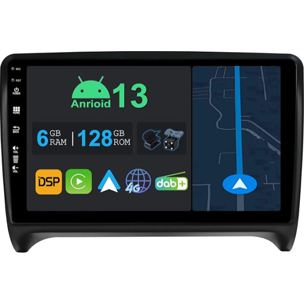 YUNTX 9 collu Android 13 auto radio ar satelītnavigāciju Audi TT MK2 8J 2006-2012 | Octa Core | 6GB 128GB | Iebūvēts 4G LTE | CarPlay & Android Car | DSP | DAB | QLED | Dual Band WiFi | Bluetooth 5.0