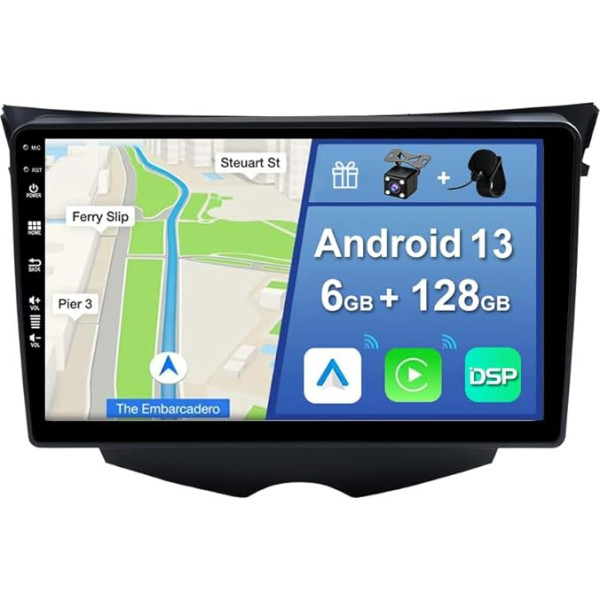 6GB + 128GB Android 13 auto radio Hyundai Veloster 2011-2017 [Integrēts CarPlay/Android Car/DSP/GPS]-9 collu IPS Touch Screen CAM + MIC-DAB/Mirror Link/Bluetooth 5.0/AHD/360 kamera