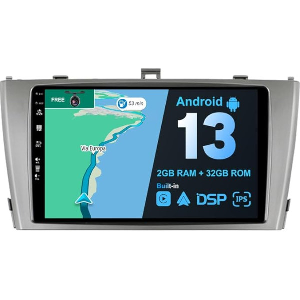 BXLIYER Android 12 IPS Auto Radio piemērots Toyota Avensis (2009-2015) - Iebūvēts CarPlay Android Car - Bezmaksas atpakaļgaitas kamera - 2G + 32G - 9 collu 2 DIN - DSP DAB stūres vadības WiFi Fast