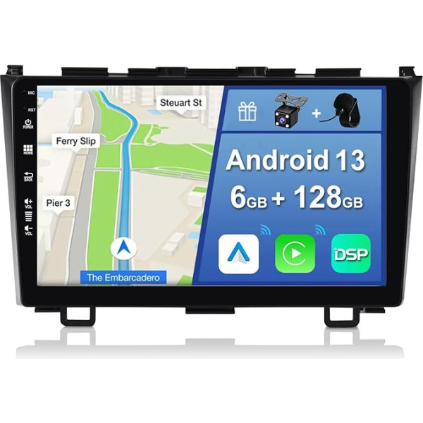 YUNTX [6GB + 128GB] Android 12 autoradio Honda CRV (2007-2011)-[Integrēts CarPlay/Android Car/DSP/GPS]-9 collu IPS 2.5D kamera + MIC-DAB/Mirror Link/Bluetooth 5.0/360 kamera/Stūres kontrole