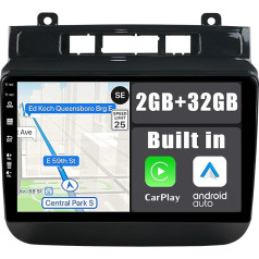 YUNTX Android 14 Auto radio VW Touareg FL NF (2010-2018)-2 DIN [Integrēts CarPlay/Android Car/GPS]-9 collu IPS 2.5D skārienjūtīgais ekrāns Bezmaksas kamera DAB/Radio stūres vadība/MirrorLink/Bluetooth 5.0/USB