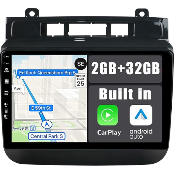 YUNTX Android 14 Auto radio VW Touareg FL NF (2010-2018)-2 DIN [Integrēts CarPlay/Android Car/GPS]-9 collu IPS 2.5D skārienjūtīgais ekrāns Bezmaksas kamera DAB/Radio stūres vadība/MirrorLink/Bluetooth 5.0/USB