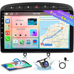 [8 Core 2+64GB] Android 13 auto radio, bezvadu CarPlay Android auto, Peugeot 308/408 2007-2013 radio, 9 collu ekrāns, Bluetooth, Mirror Link, GPS WiFi DSP FM SWC USB