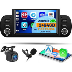 Hikity 2G 64G Android 13 priekš Fiat Panda 2013 2014 2015 2015 2016 2016 2017 2017 2018 2019 2020 Auto radio ar satelītnavigācijas bezvadu CarPlay & Android Car, 6,2 collu skārienjūtīgais ekrāns RDS FM GPS GPS WiFi Mic atpakaļgaitas kamera