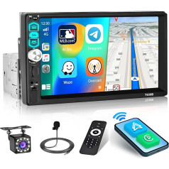 Inefala 1 DIN autoradio ar Carplay un Android Car, 7 collu skārienekrāns ar Bluetooth, Mirror Link, FM, AUX/TF/USB, SWC, EQ, atpakaļgaitas kamera