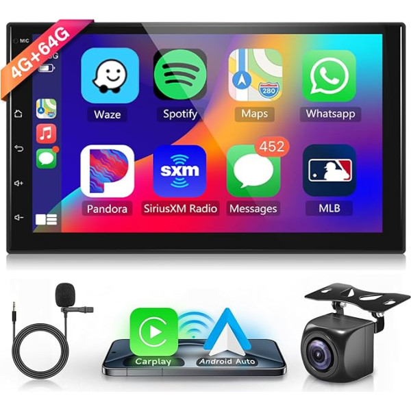 4G + 64G Android 13 Auto radio 2 DIN ar bezvadu Carplay Android auto 7 collu