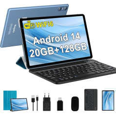 Biegedy planšetdators 10 collu Android 14 Octa-Core, 2024 Jaunākais planšetdators 20 GB RAM + 128 GB ROM (TF1 TB), 5G WLAN 6丨Widevine L1丨GMS丨6000 mAh丨5+8MP丨Bluetooth5.0丨1280 x 800丨Tablets ar tastatūru un peli Zils