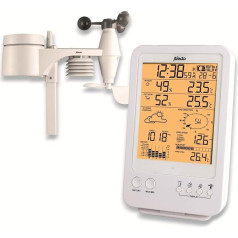 Alecto WS-4800 Wetterstation Funk mit Außensensor - Funkwetterstation - 5-in-1 - großes Display - speichert Messwerte - Funkuhr - Datumsanzeige - Mondphasen - weiß