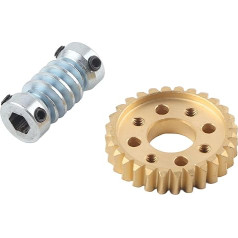 Worm Gear, 6mm Shaft, Mechanical Gear, 28:1 Ratio Worm Gear Screw Combination with 24 Tooth Worm Gear, 6mm Hole Gear Shaft, Worm and Worm Gear