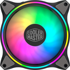 Cooler Master Master MasterFan MF120 Halo ARGB - Divu gredzenu adresējams RGB apgaismojums, korpuss un dzesēšana Hibrīda ventilatora lāpstiņu dizains ar viedo sensoru un vibrāciju slāpēšanas rāmi - 120 mm