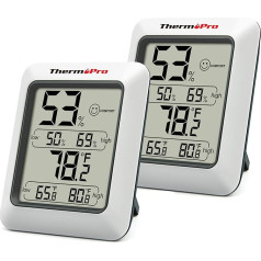 ThermoPro TP50 digitālais higrometrs, iekštelpu termometrs, istabas termometrs un mitruma indikators ar mitruma un temperatūras monitoru, 2 gab. komplektā