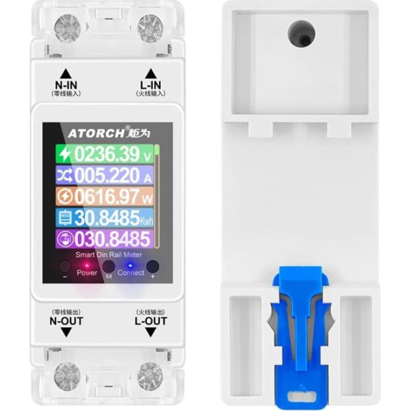 LCD digitālais elektrības skaitītājs, maiņstrāvas skaitītājs, DIN sliedes KWh skaitītājs, 100 A, 85-265 V, 1-fāzes 2-pin 2P DIN sliedes elektrības skaitītājs, inteliģentā WLAN tālvadība