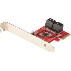 StarTech.com PCIe SATA kontrollera karte - 4 pieslēgvietu SATA 3 paplašināšanas karte/kontrolieris - 6 Gb/s - Pilna/zema profila panelis - PCI Express cietie diski/SSD kontrolieris/adapteris (4P6G PCIE-SATA-CARD)