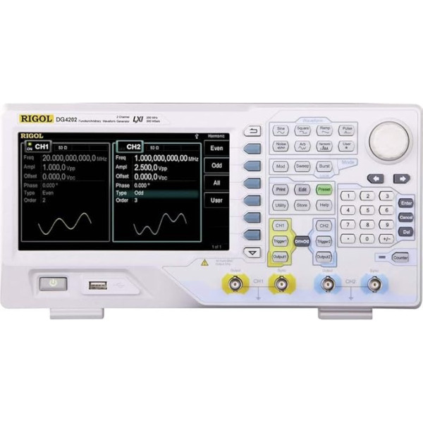 Rigol DG4202 Funkciju ģenerators 0.000001Hz - 200MHz 2 kanālu sinusa / taisnstūra / impulsa / rupjš 0.000001Hz - 200MHz 2 kanālu sinusa / taisnstūra / impulsa / rupjš