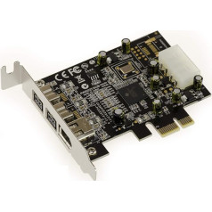 KALEA-INFORMATIQUE PCI Express zema profila Firewire 800 un 400 IEEE1394A un IEEE1394B kontrollera karte (PCIe x1) - 2+1 izejas ar TI mikroshēmu XIO2213BZAY