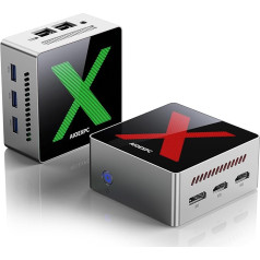 AIOEXPC Mini PC Alder Lake N100, Mini PC Windows 11 Pro LPDDR5 16GB RAM 512GB SSD, WiFi6, BT5.2, Mini Desktop PC 2xHDMI, 1xDP, 4K UHD, Mini PC ar 3 RGB apgaismojuma režīmiem birojam/mājsaimniecībai/uzņēmumiem