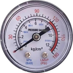 Luftkompressor-Pneumatik-Hydraulikdruckmessgerät 0-12Bar / 0-180PSI mit großem, leicht lesbarem Zifferblatt, Messgerät, 1 Stück