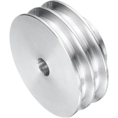 sourcing map V tipa trīšu 10mm Bore 60mm OD Double Groove alumīnija sakausējuma alumīnija motora vārpstas urbis 6mm PU formas josta