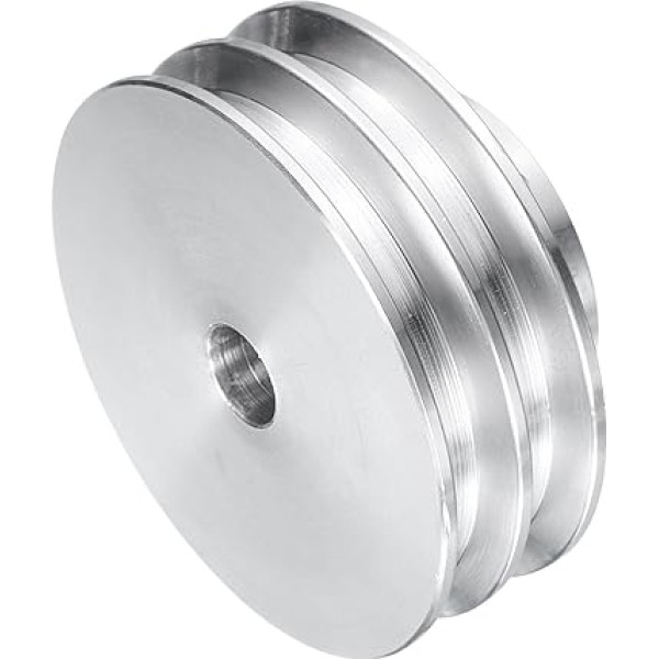 sourcing map V tipa trīšu 10mm Bore 60mm OD Double Groove alumīnija sakausējuma alumīnija motora vārpstas urbis 6mm PU formas josta