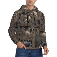 GaxfjRu Steampunk Mechanical Gears British Herren-Kapuzenpullover, Herren-Kapuzenpullover, Polyester-Gewebe, angenehm anzufassen