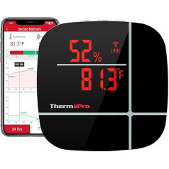 ThermoPro TP90 viedais bezvadu iekštelpu higrometrs termometrs ar brīdinājumiem un datu eksportu mājas garāžai siltumnīcai vīna pagrabam cigāru mitrinātājam