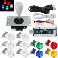 SJ@JX Аркадная игра Stick DIY Kit Кнопки с логотипом LED 8 Way Joystick USB Encoder Cable Controller for PC MAME Raspberry Pi Colour Mix