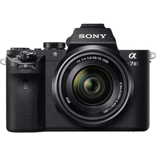 Sony Alpha 7 II bezspoguļa pilna kadra kamera ar Sony 28-70 mm f/3,5-5,6 tālummaiņas objektīvu (24,3 megapikseļi, ātra hibrīda automātiskā fokusēšana, optiskā 5 asu attēla stabilizācija, XAVC S formāta ieraksts)