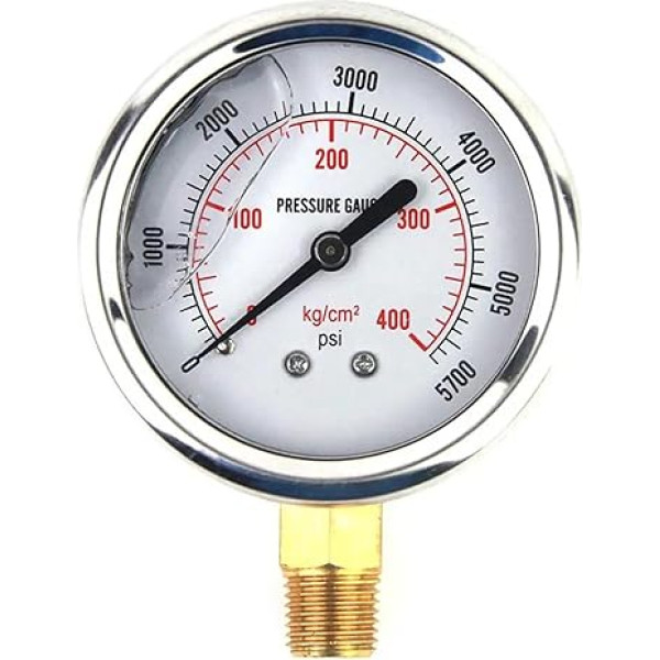 1/4 NPT Stecker Kfz-Öldruckmessgerät Instrument US-Standardgewinde Hydraulikwerkzeug 0-5000 PSI Flüssigkeitsgefüllte Werkzeuge 1St