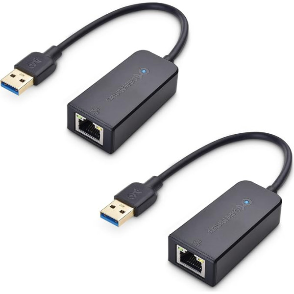 Cable Matters 2-Pack USB Gigabit Ethernet adapteris (USB tīkla adapteris, USB LAN adapteris 3.0, USB Ethernet adapteris USB 3.0) - 10/100/1000 Mbps Ethernet tīkls melnā krāsā