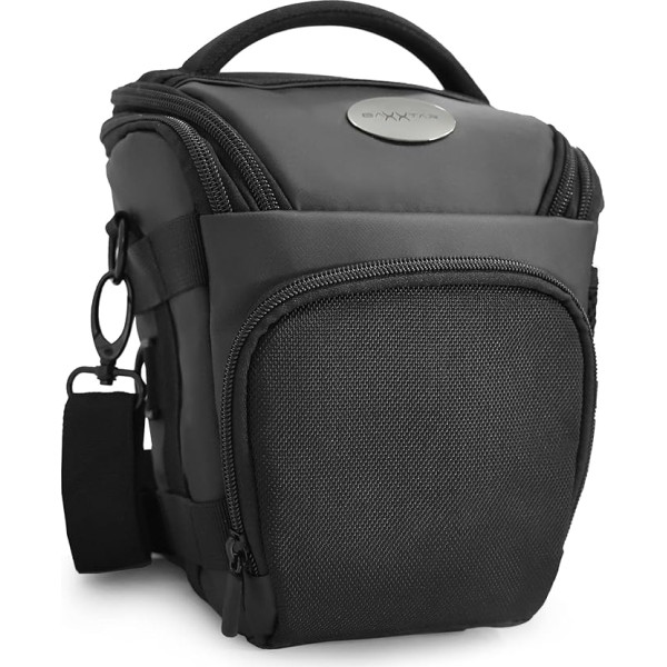 Baxxtar PRO NOVO SLR kameras soma Colt Bag Black (plecu siksnas siksna tunelis) Saderīga ar Canon EOS RP R7 R8 R10 R50 250D 2000D 4000D - Nikon Z-50 D5600 - Sony Alpha 7 - Panasonic DC GH7