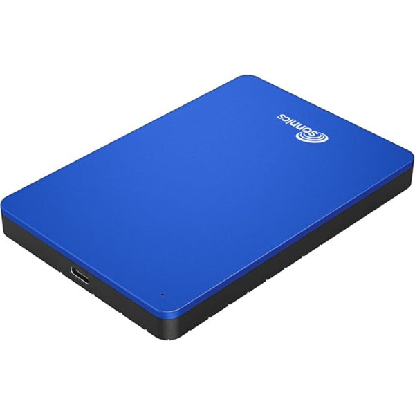 Sonnics 2 TB USB 3.1 C tipa ārējais portatīvais cietais disks, saderīgs ar Windows PC, Mac, Smart TV, Xbox One/Series X un PS4/PS5, zils