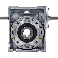 UOUOBEAR 5: 1-100:1 Schneckengetriebe NRV075-VS Doppelte Eingangswelle 24 mm Ausgangsloch 28 mm 90-Grad-Schneckengetriebe-Drehzahlminderer RV75(Ratio 7.5 to 1)