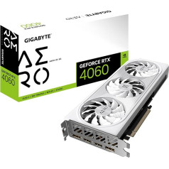 Gigabyte GeForce RTX 4060 Aero OC 8G Grafiskā karte, 3 x WINDFORCE ventilatori, 8GB 128-Bit GDDR6, GV-N4060AERO OC-8GD Grafiskā karte