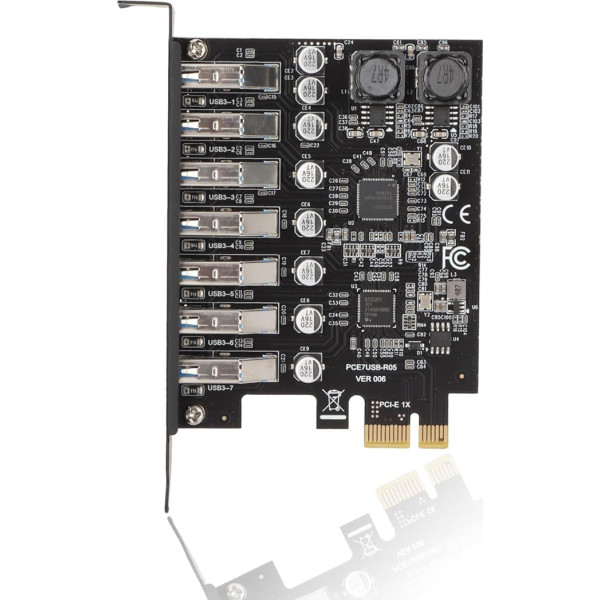 PCIE uz USB 7 portu paplašināšanas karte, PCI Express USB papildkarte, iekšējā USB 7 portu priekšējā paplašināšanas karte priekš Win XP, Win 7, Win 8, Win 10, Win 11, Linux