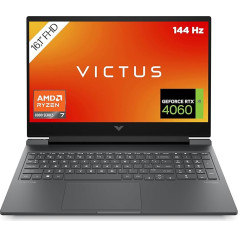 HP Victus spēļu klēpjdators, 16,1 collu FHD 144 Hz displejs, AMD Ryzen 7 8840H, 32 GB DDR5 RAM, 1 TB SSD, NVIDIA GeForce RTX 4060 (8 GB), QWERTZ, Windows 11, melns