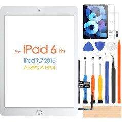 ARSSLY Skārienjūtīgais ekrāns iPad 2018 A1893 A1954 Digitizer priekš iPad 6. 9,7 collu skārienjūtīgā ekrāna stikla panelis ar sākuma pogu, bezmaksas remonta rīki (bez LCD displeja)