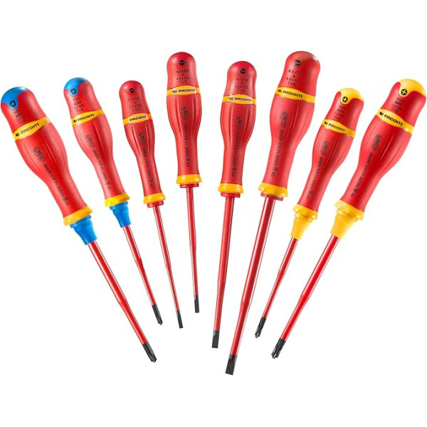 Facom ATB.J8TVE PROTWIST® SLIM BORNEO® INSULATED SCREWDRIVER 1000V MIXED IMPRESSIONS PACK OF 8