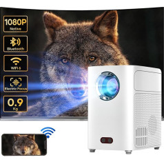 Mini projektors, elektriskais fokusa projektors Mājas kino 17000 Lux inteliģentā acu aizsardzība Pārnēsājams, Max 250 collu Dual Hi-Fi Smart projektora skaļrunis 0,9 kg Bluetooth projektors Mājas kino mobilais tālrunis