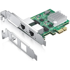 2,5 Gbase-T PCIe NIC ar Realtek RTL8125 mikroshēmu, 2,5 Gb tīkla karte, 2500/1000/100 Mbps, divi RJ45 porti, PCIe X1, Ethernet karte Windows/Windows Server/Linux