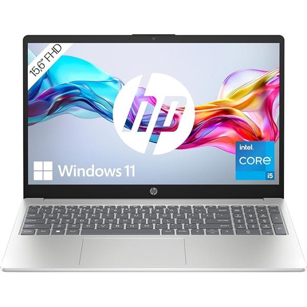 HP klēpjdators | 15,6 collu FDH displejs | Intel Core i5-1335U | 16 GB DDR4 RAM | 512 GB SSD | Intel Iris Xe | Windows 11 Home | QWERTZ | Natural Silver